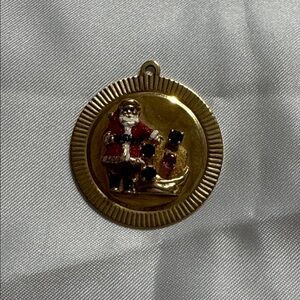 14K Enamel Santa Pendant
